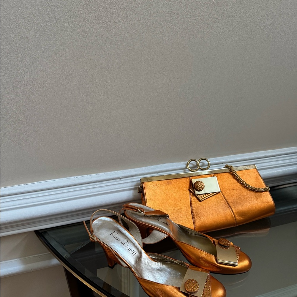 Rene Mancini Gold Clutch and Heels Set